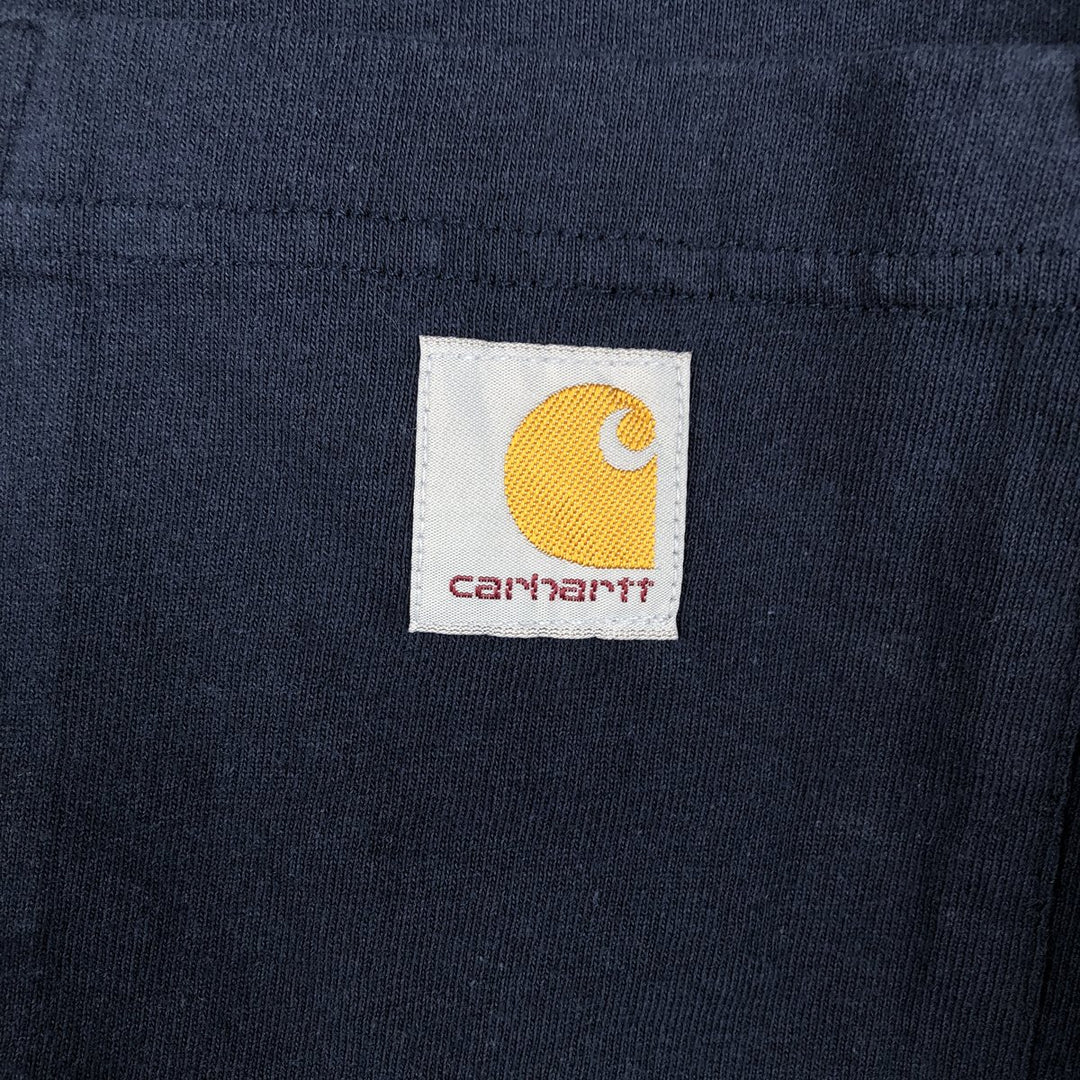Carhartt plain pocket long-sleeved T-shirt, men's size S. cotton navy blue type Vintage Second Hand