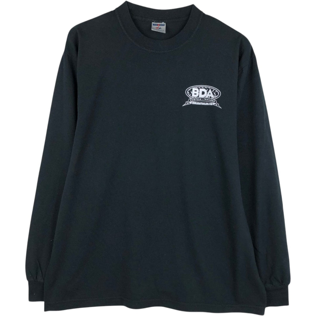 90'S Jerzees BDA Trailers Inc. Long-Sleeve T-Shirt, Men's Size L (Equivalent), Vintage cotton black type Vintage Second Hand