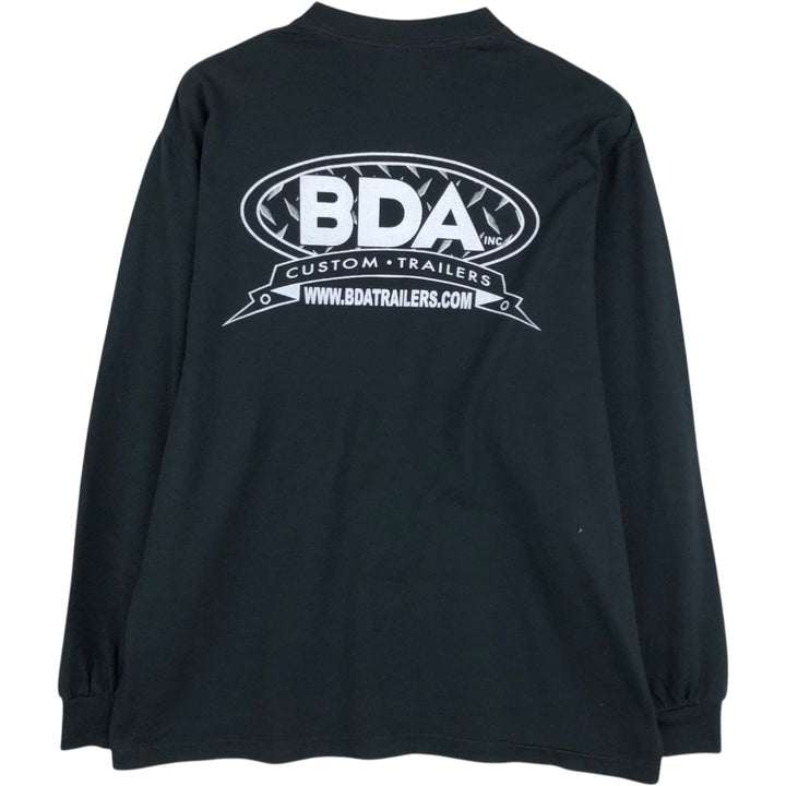 90'S Jerzees BDA Trailers Inc. Long-Sleeve T-Shirt, Men's Size L (Equivalent), Vintage cotton black type Vintage Second Hand