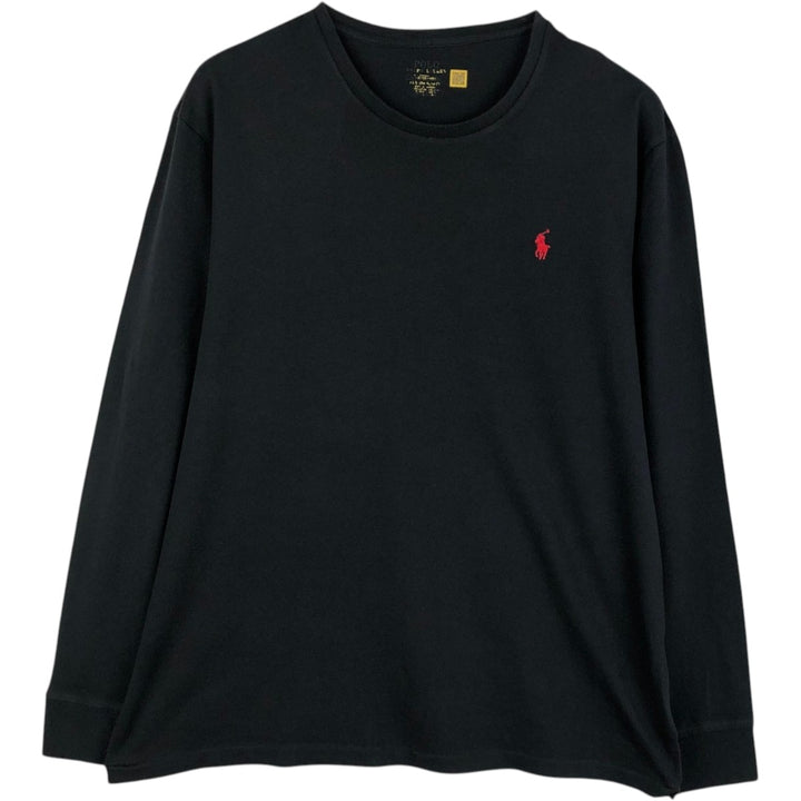 Ralph Lauren POLO RALPH LAUREN CUSTOM SLIM FIT Long-Sleeve T-Shirt (Men's XL equivalent) cotton black type Vintage Second Hand