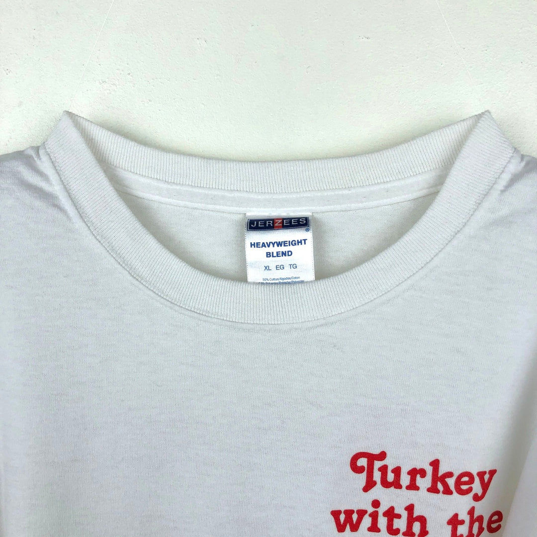 Jerzees Human-i-Tees Long-Sleeve T-Shirt (Men's XL equivalent) cotton white type Vintage Second Hand
