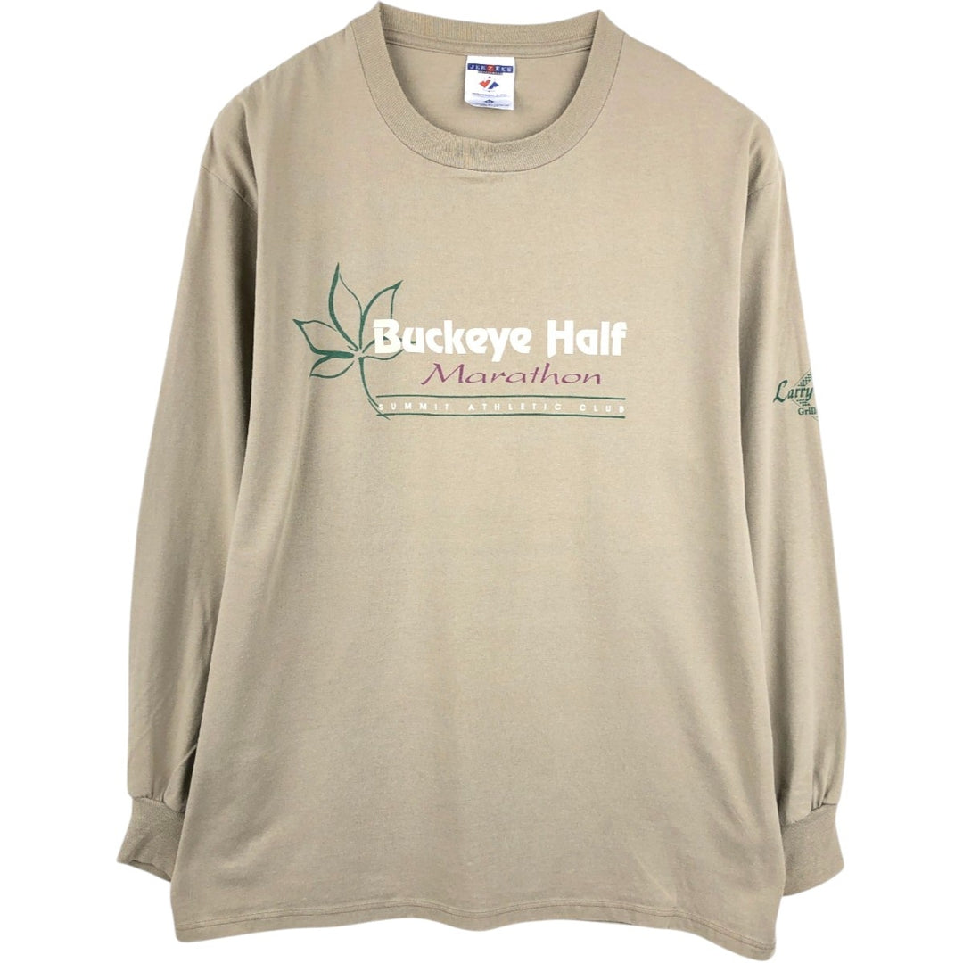 90'S Jerzees Long-Sleeve T-Shirt, Made in USA, Men's XL (approx.), Vintage cotton Beige type Vintage Second Hand
