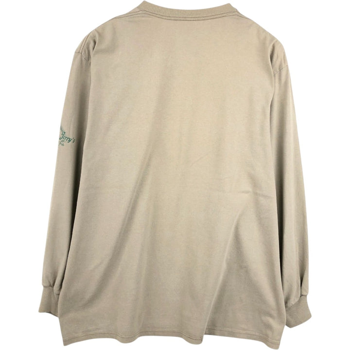 90'S Jerzees Long-Sleeve T-Shirt, Made in USA, Men's XL (approx.), Vintage cotton Beige type Vintage Second Hand