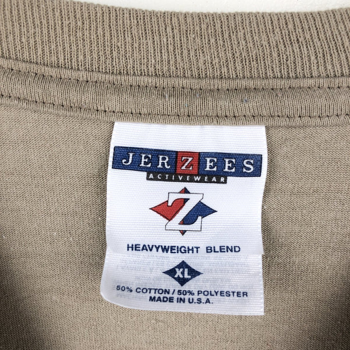 90'S Jerzees Long-Sleeve T-Shirt, Made in USA, Men's XL (approx.), Vintage cotton Beige type Vintage Second Hand