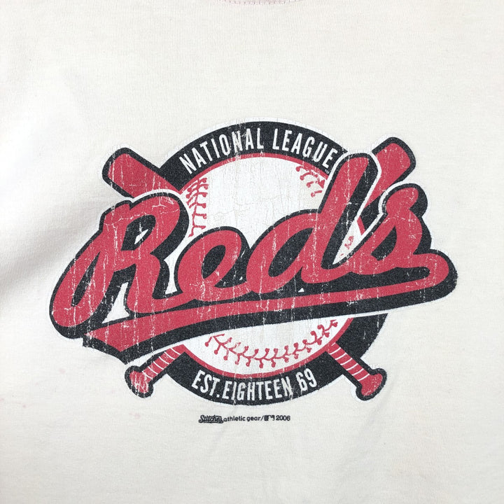 2000'S Stitches MLB Cincinnati Reds 3/4 Sleeve Raglan T-Shirt, Men's Size XL cotton ivory Vintage Second Hand