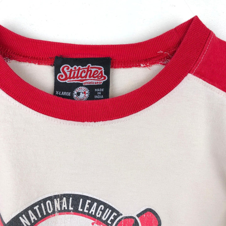 2000'S Stitches MLB Cincinnati Reds 3/4 Sleeve Raglan T-Shirt, Men's Size XL cotton ivory Vintage Second Hand