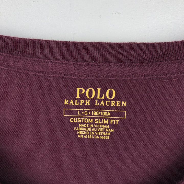 Ralph Lauren POLO RALPH LAUREN CUSTOM SLIM FIT Long-Sleeve T-Shirt (Men's Size L) unclear Red type red-purple Vintage Second Hand