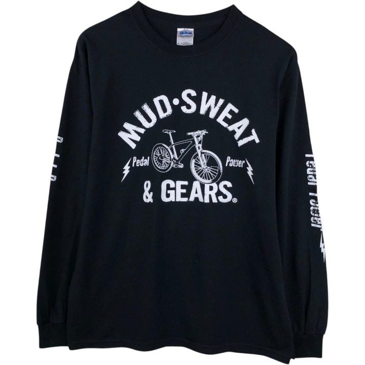 Gildan Motorcycle T-shirt, Men's Size M (approx.) polyester black type Vintage Second Hand