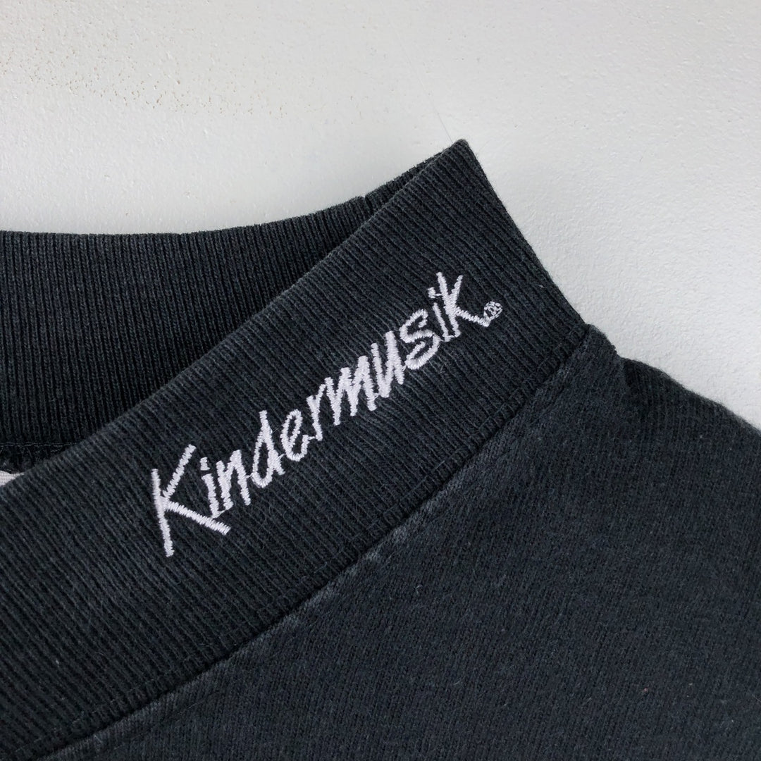 90'S Cotton Deluxe Kindermusik Mock Neck Long-Sleeve T-Shirt, Made in USA, Men's Size XL (Equivalent), Vintage cotton black type Vintage Second Hand