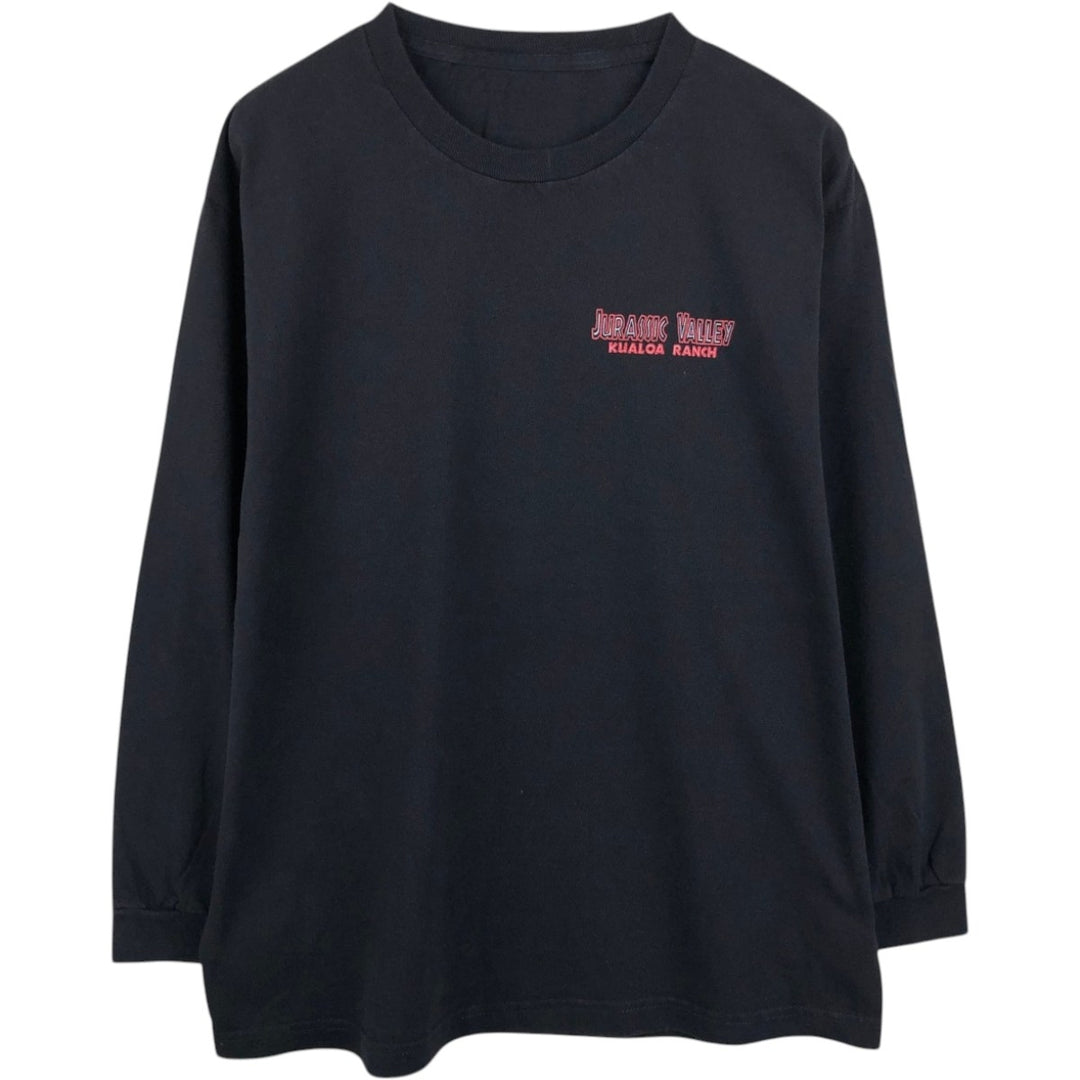 JURASSIC VALLEY KUALOA RANCH Long-Sleeve T-Shirt (Men's Size M) unclear black type Vintage Second Hand