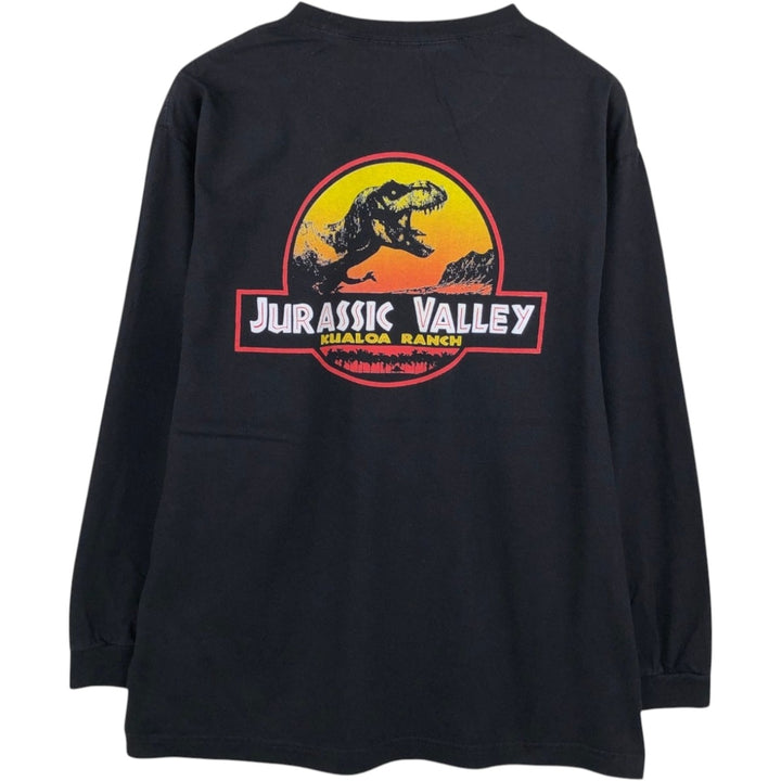 JURASSIC VALLEY KUALOA RANCH Long-Sleeve T-Shirt (Men's Size M) unclear black type Vintage Second Hand