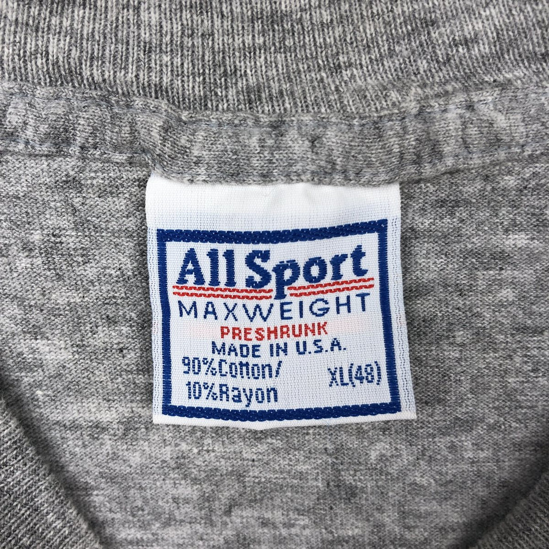 2000'S All Sport MAXWEIGHT College Long-Sleeve T-Shirt, Made in USA, Men's XL equivalent. cotton gray type Vintage Second Hand