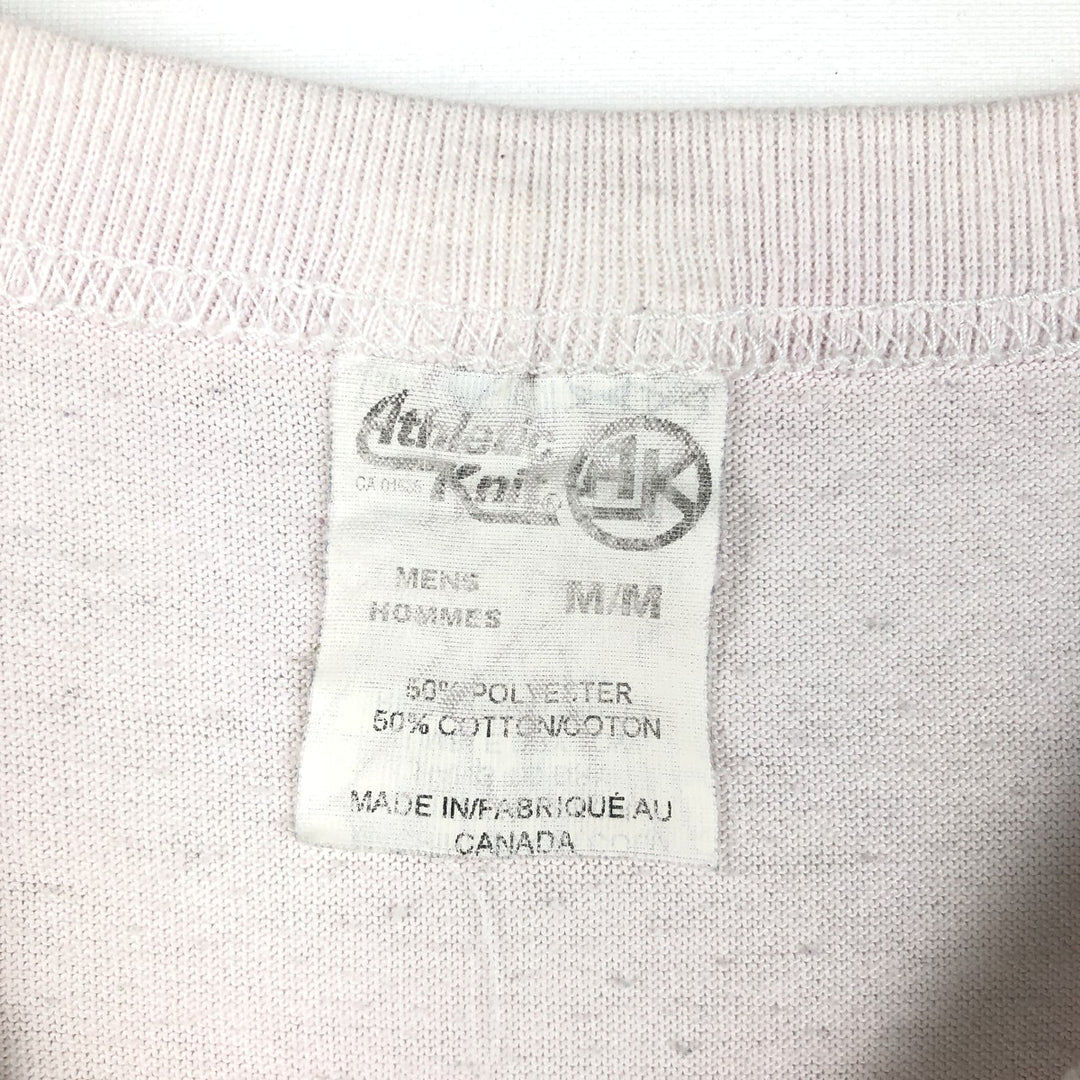 ~90'S Athletic Knit 3/4 Sleeve Raglan T-Shirt, Made in Canada, Men's Size M (Equivalent), Vintage polyester white type Vintage Second Hand