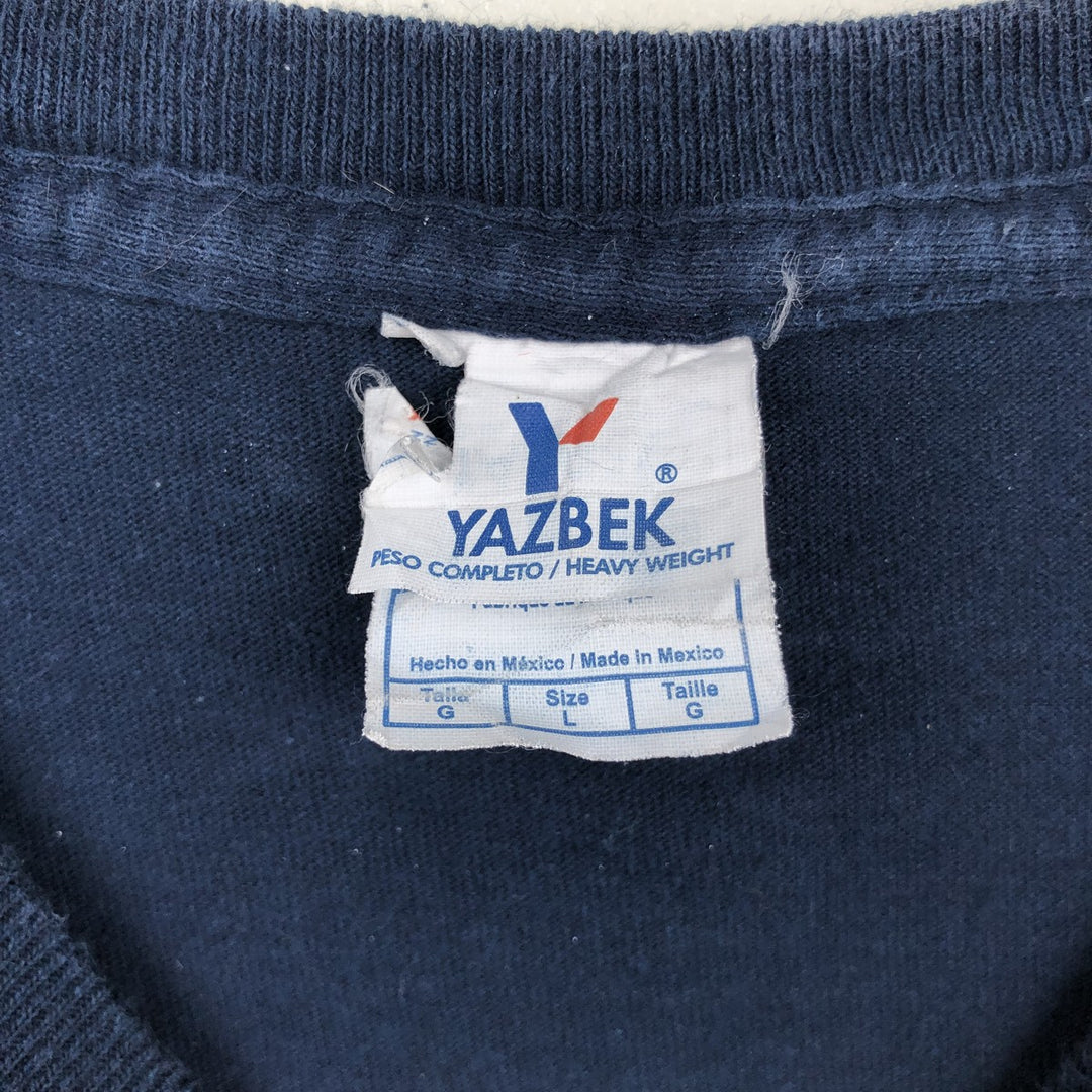 YAZBEK Fish Pattern Long-Sleeve T-Shirt (Men's Size L) cotton navy blue type Vintage Second Hand