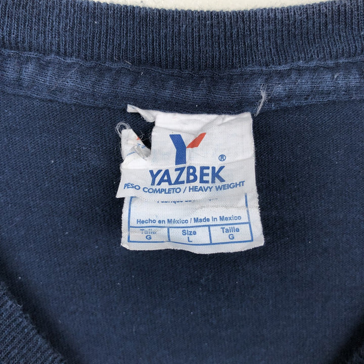 YAZBEK Fish Pattern Long-Sleeve T-Shirt (Men's Size L) cotton navy blue type Vintage Second Hand