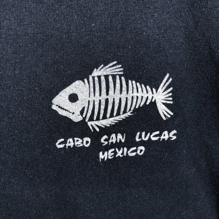 YAZBEK Fish Pattern Long-Sleeve T-Shirt (Men's Size L) cotton navy blue type Vintage Second Hand