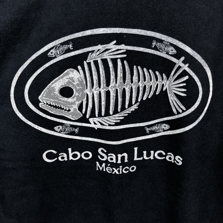 YAZBEK Fish Pattern Long-Sleeve T-Shirt (Men's Size L) cotton navy blue type Vintage Second Hand