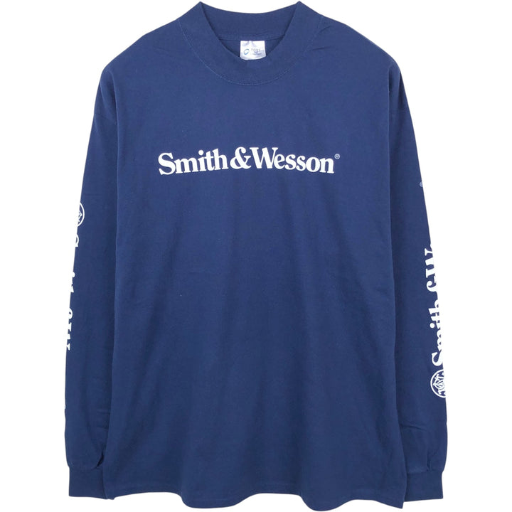 PORT & COMPANY Long-Sleeve T-Shirt (Men's XL equivalent) cotton navy blue type Vintage Second Hand
