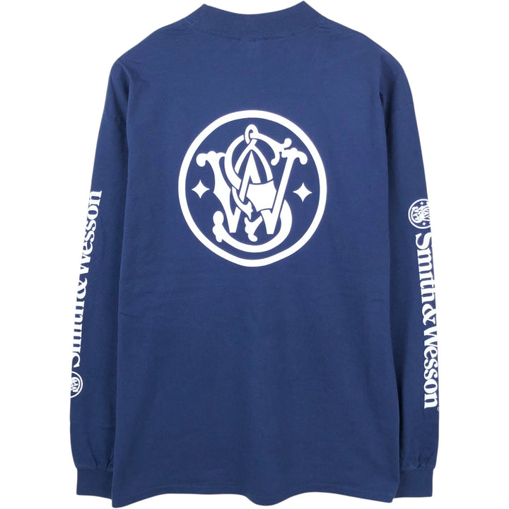 PORT & COMPANY Long-Sleeve T-Shirt (Men's XL equivalent) cotton navy blue type Vintage Second Hand