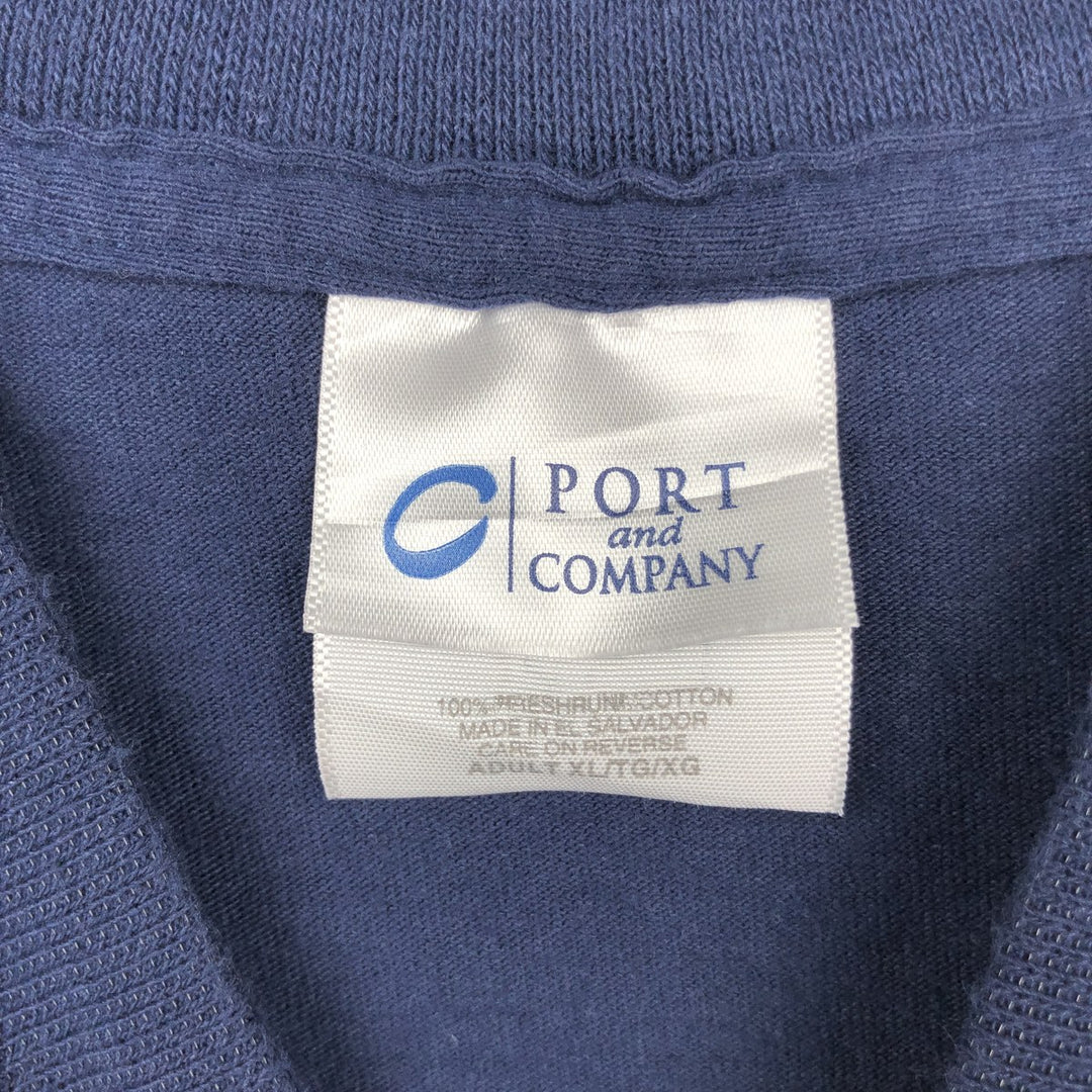 PORT & COMPANY Long-Sleeve T-Shirt (Men's XL equivalent) cotton navy blue type Vintage Second Hand