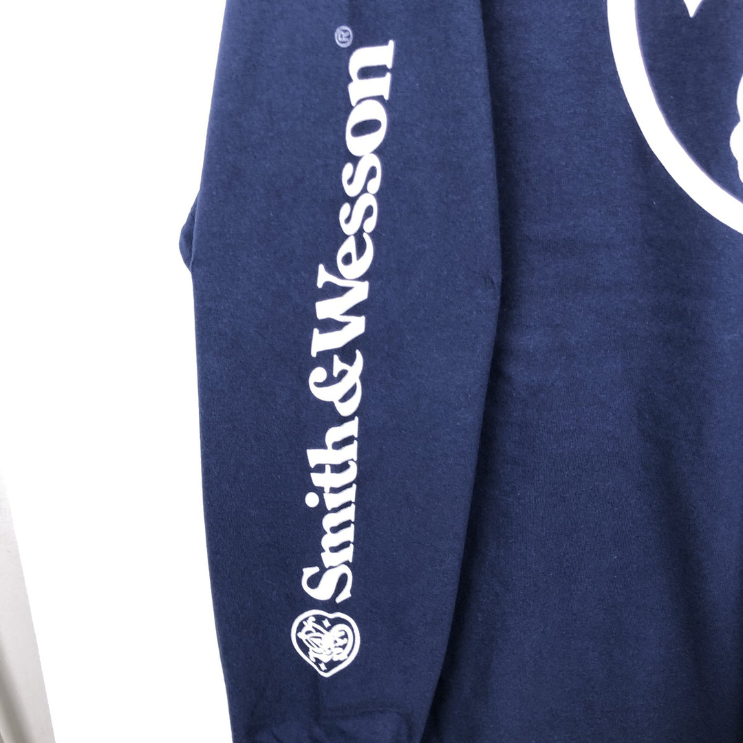PORT & COMPANY Long-Sleeve T-Shirt (Men's XL equivalent) cotton navy blue type Vintage Second Hand