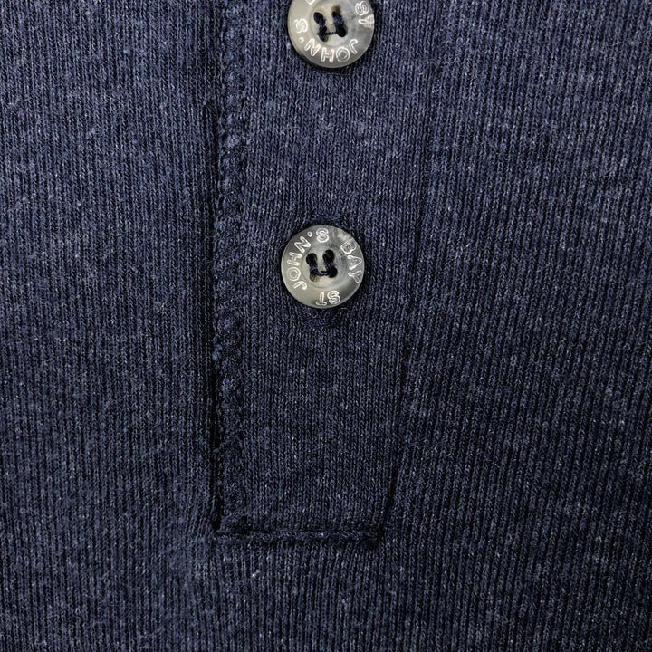 St. John's Bay Long-Sleeve T-Shirt, Henley Neck, Made in USA, Men's Size XL (approx.) cotton navy blue type Vintage Second Hand