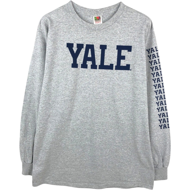 2000'S Fruit of the Loom Yale University Long-Sleeve T-Shirt (Men's XL equivalent) cotton gray type Vintage Second Hand