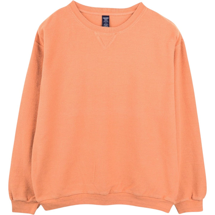 Vintage 90'S Lands' End plain blank sweatshirt, made in the USA, men's size L cotton orange type Vintage Second Hand