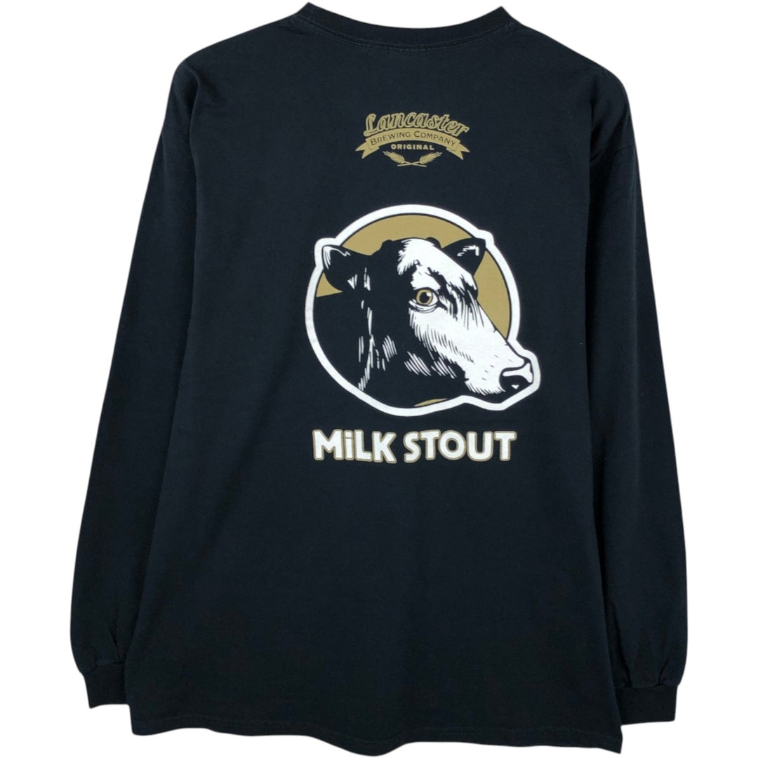 Gildan Animal Pattern Long-Sleeve T-Shirt (Men's Size L) cotton black type Vintage Second Hand