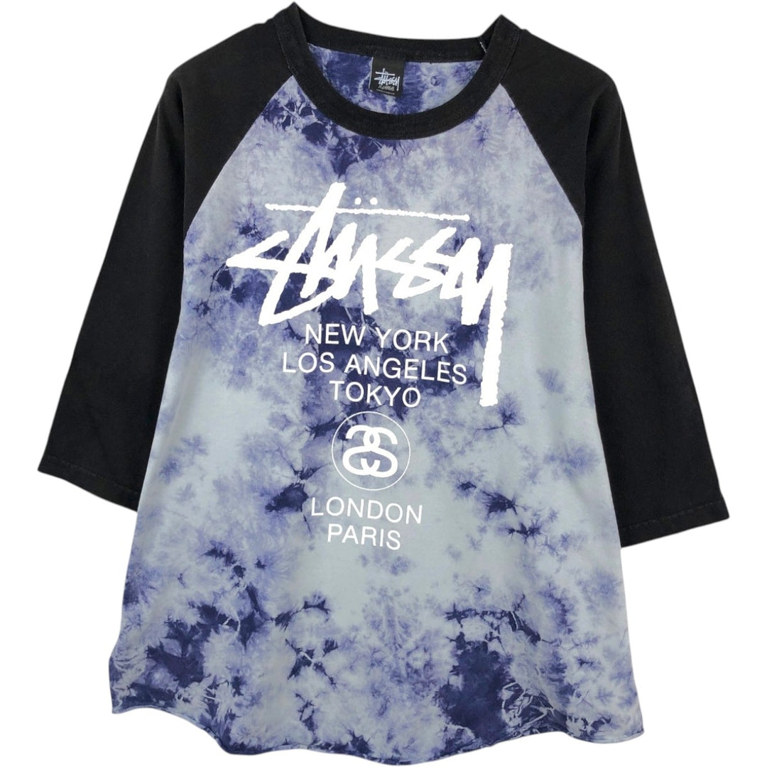 Stussy 3/4 Sleeve Raglan T-Shirt, Men's Size XL (approx.) cotton black type Vintage Second Hand