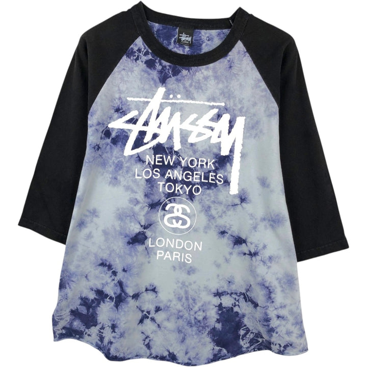 Stussy 3/4 Sleeve Raglan T-Shirt, Men's Size XL (approx.) cotton black type Vintage Second Hand