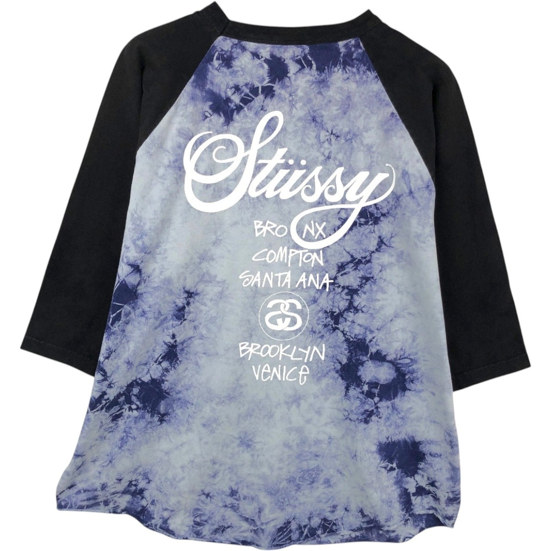 Stussy 3/4 Sleeve Raglan T-Shirt, Men's Size XL (approx.) cotton black type Vintage Second Hand