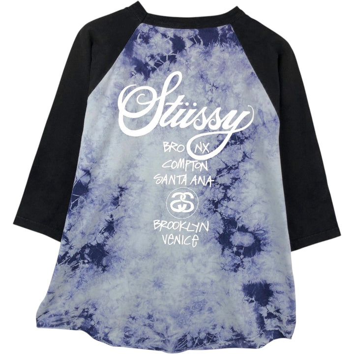 Stussy 3/4 Sleeve Raglan T-Shirt, Men's Size XL (approx.) cotton black type Vintage Second Hand