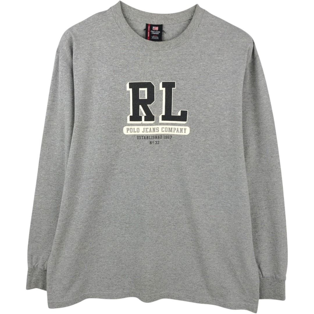 Ralph Lauren Polo Jeans Company long-sleeved T-shirt, men's size L cotton gray type Vintage Second Hand