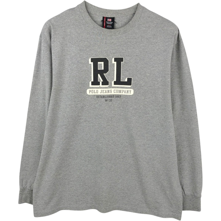 Ralph Lauren Polo Jeans Company long-sleeved T-shirt, men's size L cotton gray type Vintage Second Hand