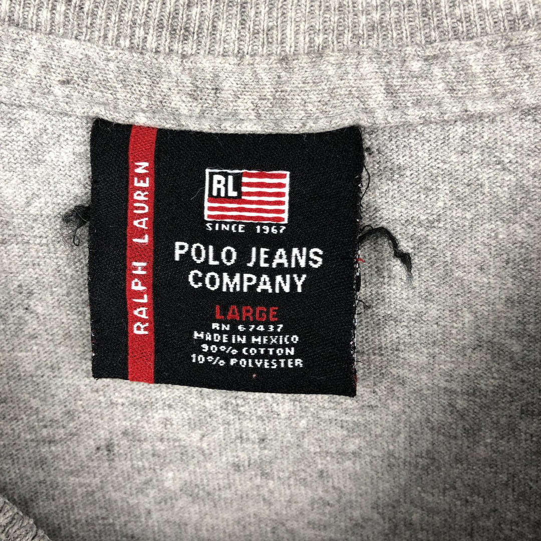 Ralph Lauren Polo Jeans Company long-sleeved T-shirt, men's size L cotton gray type Vintage Second Hand