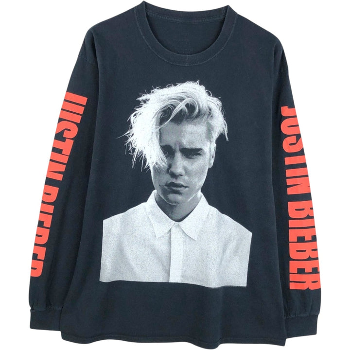 JUSTIN BIEBER Long-Sleeve Band T-Shirt (Men's Size L) unclear black type Vintage Second Hand