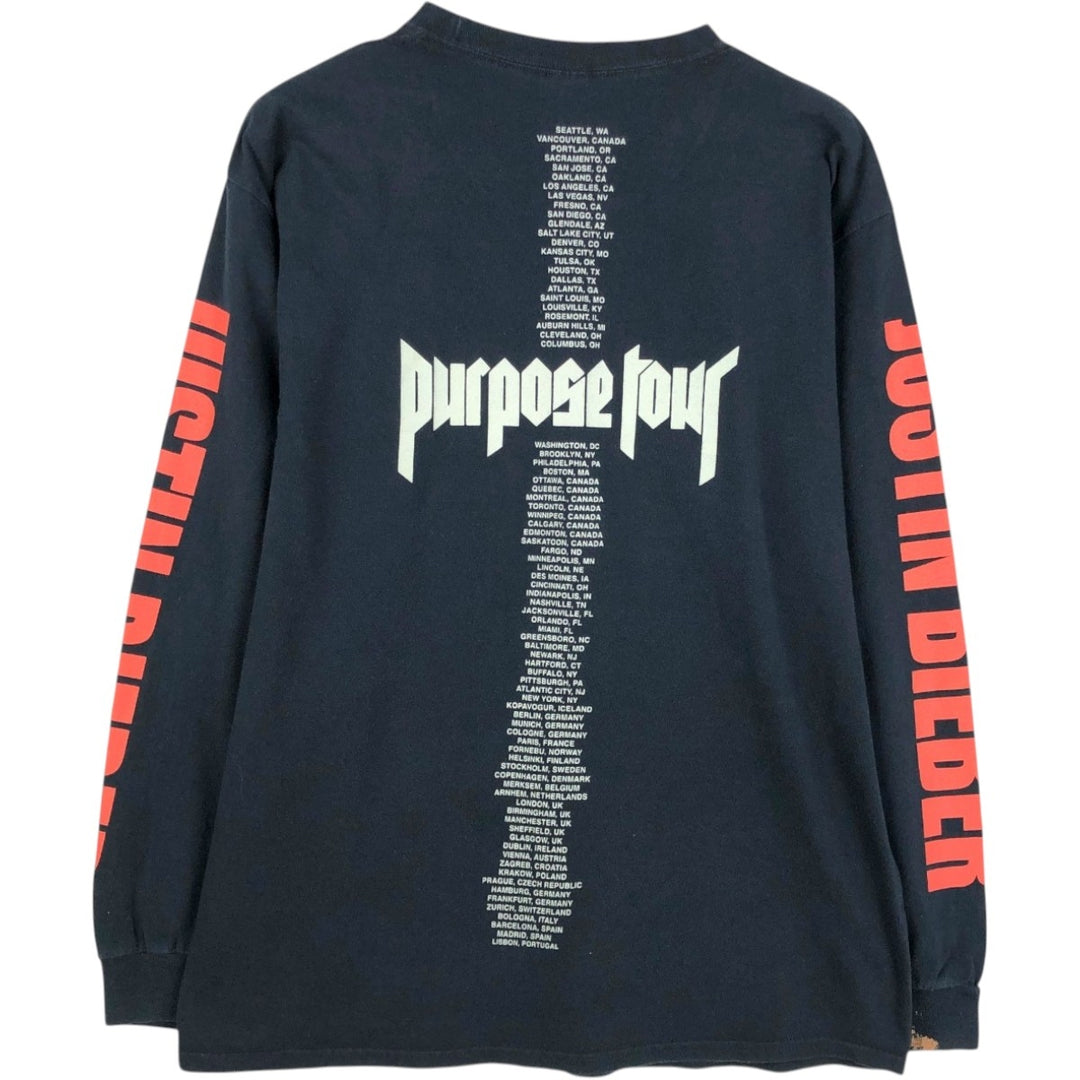 JUSTIN BIEBER Long-Sleeve Band T-Shirt (Men's Size L) unclear black type Vintage Second Hand