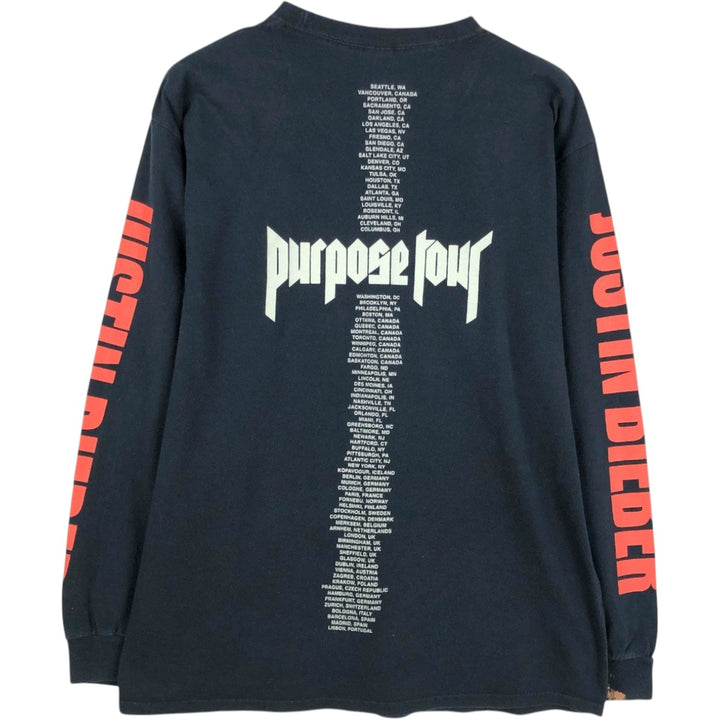 JUSTIN BIEBER Long-Sleeve Band T-Shirt (Men's Size L) unclear black type Vintage Second Hand
