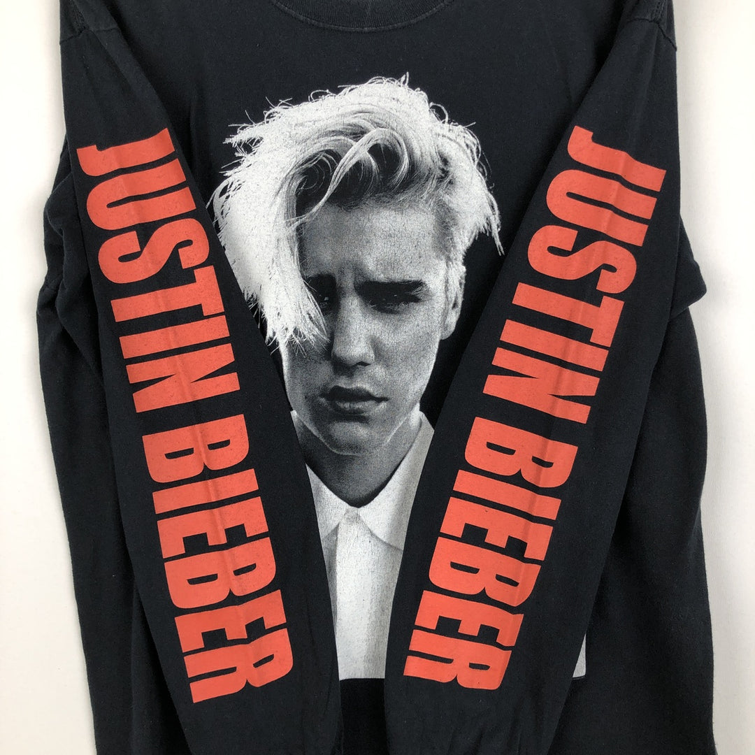 JUSTIN BIEBER Long-Sleeve Band T-Shirt (Men's Size L) unclear black type Vintage Second Hand