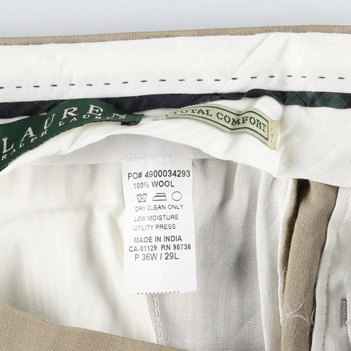 Ralph Lauren TOTAL COMFORT wool pants, men's size W35. wool Beige type Vintage Second Hand
