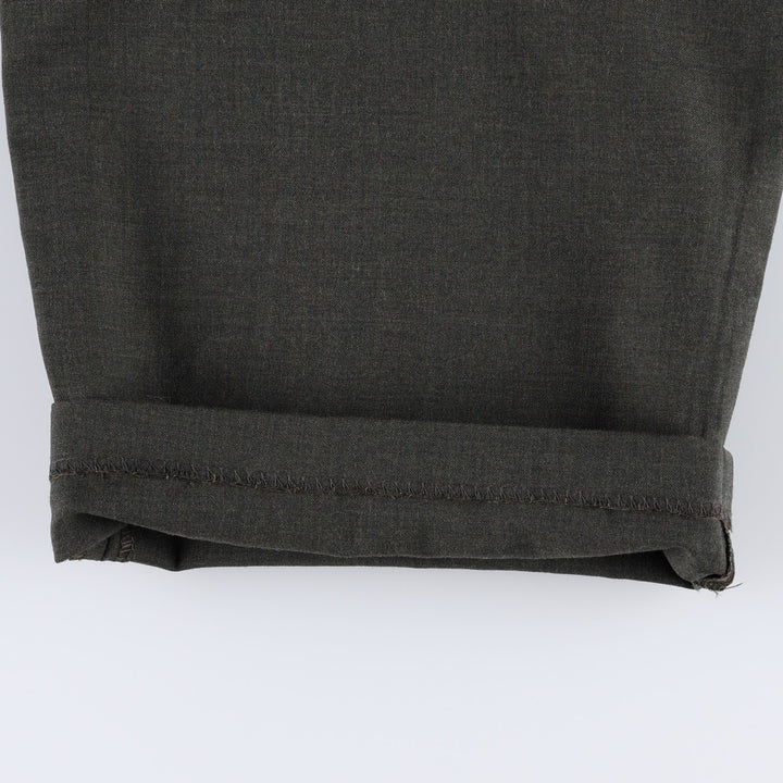 2000'S Lands' End Two-Pleat Wool Trousers/Slacks, Men's Size W33 (approx.) wool Charcoal Vintage Second Hand