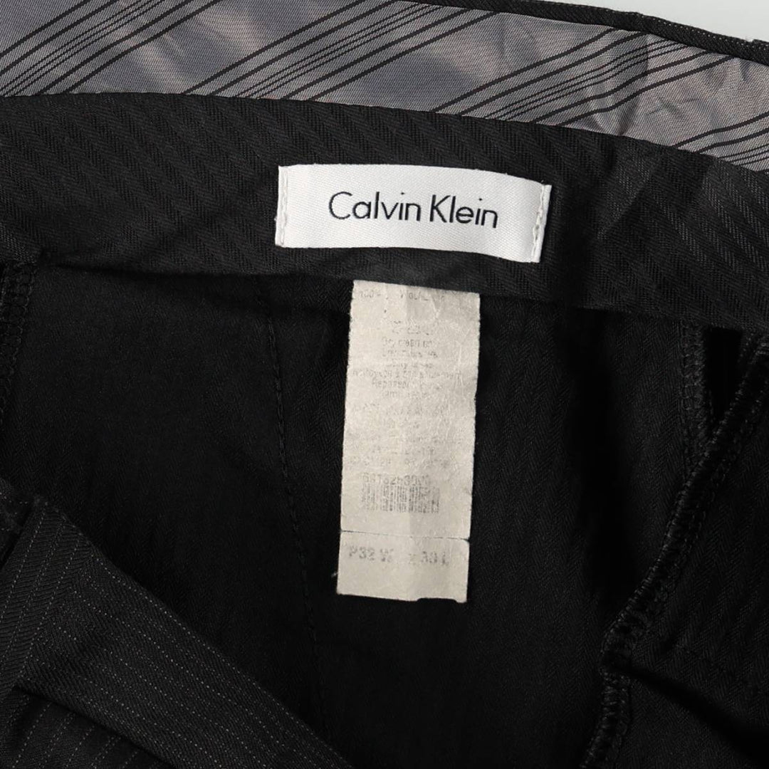 Calvin Klein striped pattern slacks pants for men, size W34 (approx.) unclear black type Vintage Second Hand