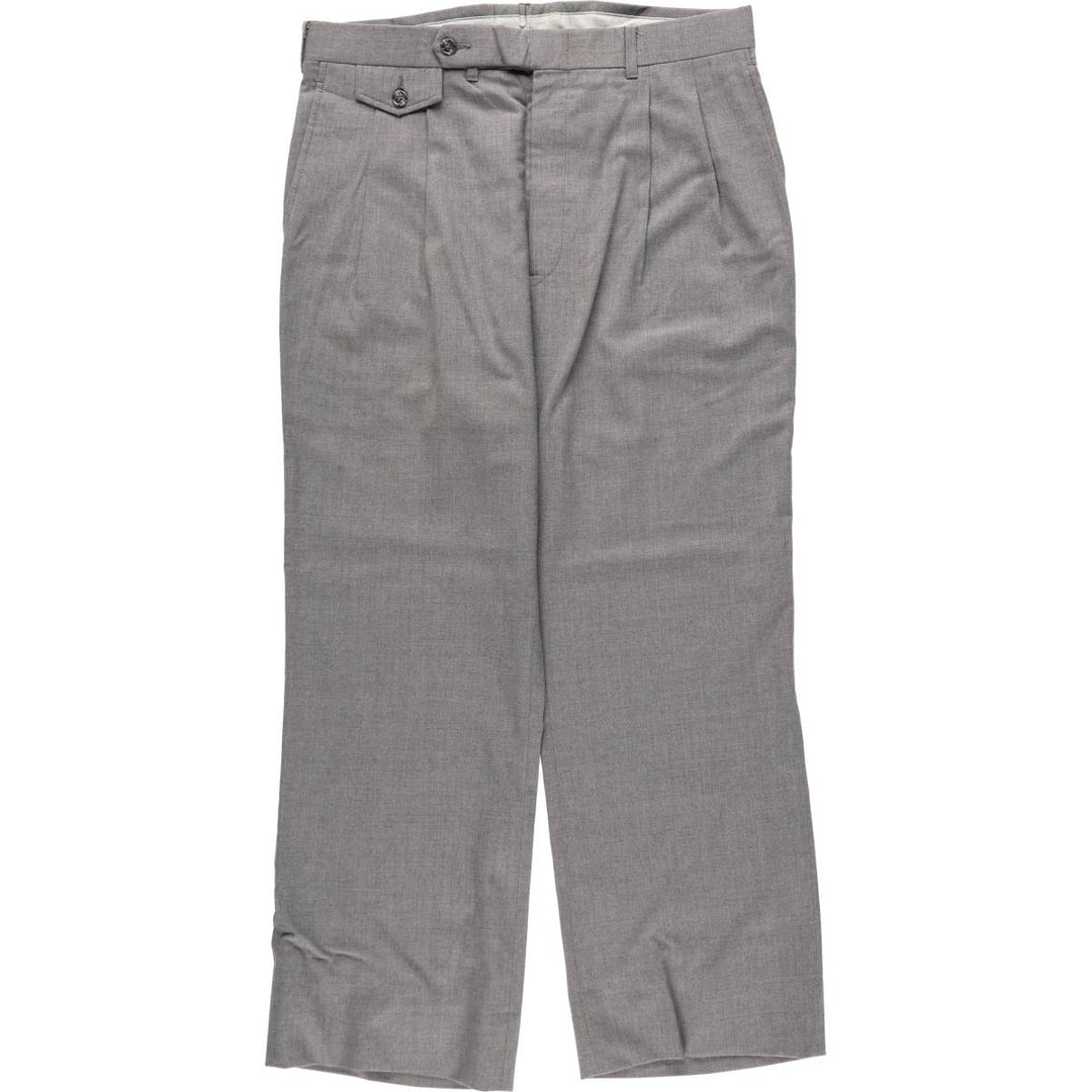 ~1990'S Kuppenheimer Two-Pleat Slacks Pants Men's W35 (approx.) wool gray type Vintage Second Hand