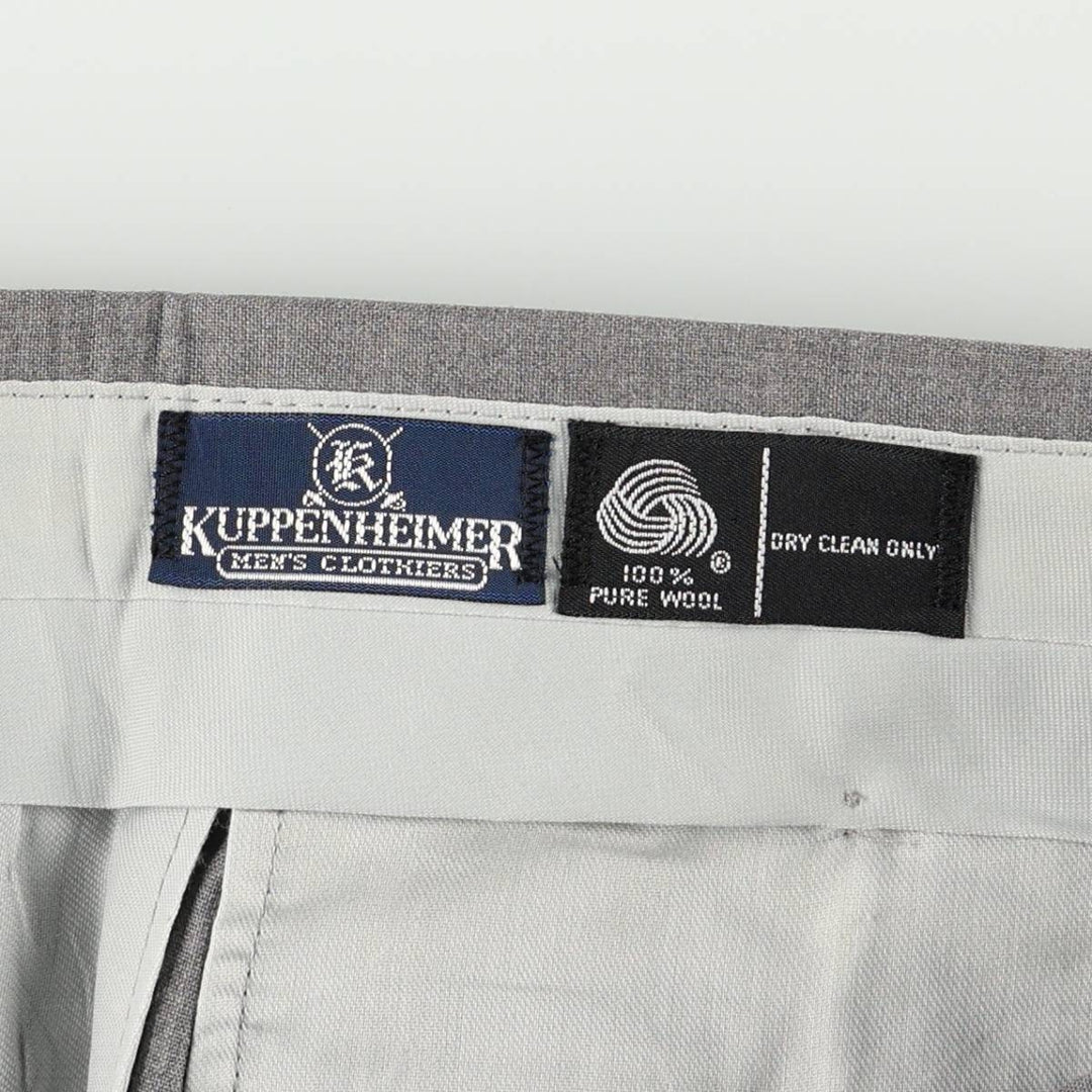 ~1990'S Kuppenheimer Two-Pleat Slacks Pants Men's W35 (approx.) wool gray type Vintage Second Hand