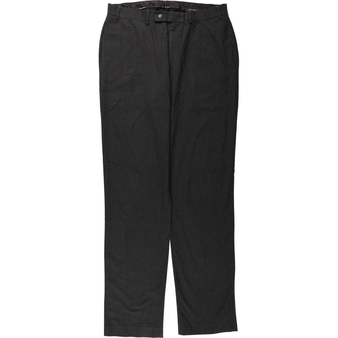 Calvin Klein check pattern slacks pants for men, equivalent to size W36. polyester gray type Vintage Second Hand