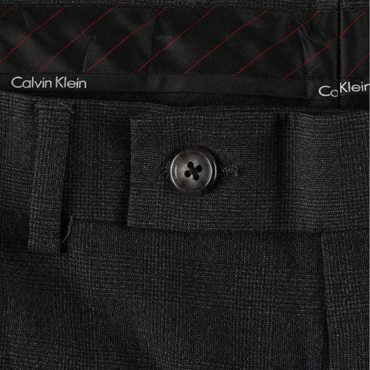 Calvin Klein check pattern slacks pants for men, equivalent to size W36. polyester gray type Vintage Second Hand
