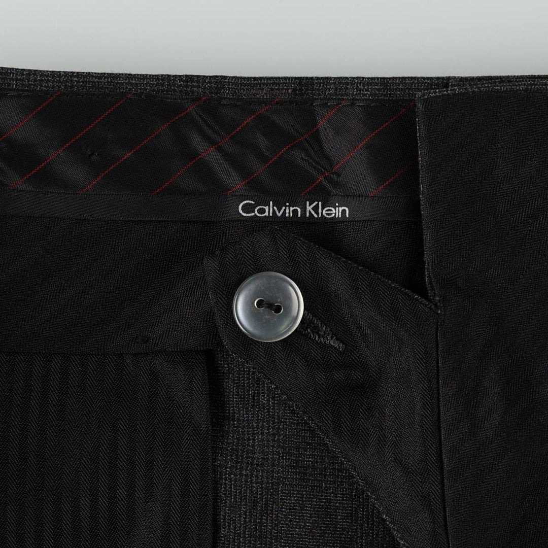 Calvin Klein check pattern slacks pants for men, equivalent to size W36. polyester gray type Vintage Second Hand