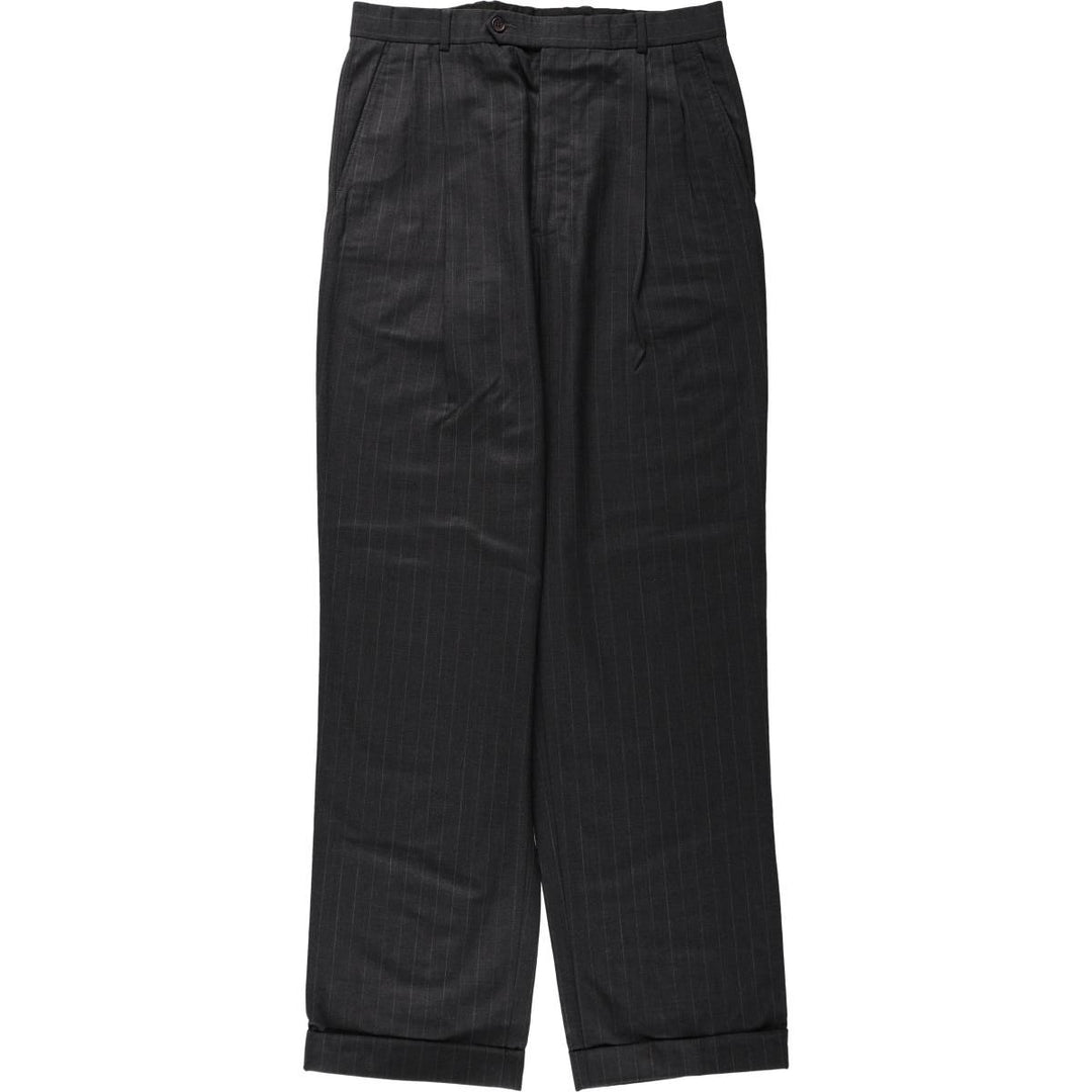 Brooks Brothers 346 Stripe Pattern Two-Pleat Wool Trousers, Men's Size W32 (approx.) wool gray type Vintage Second Hand