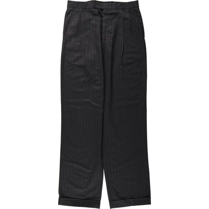 Brooks Brothers 346 Stripe Pattern Two-Pleat Wool Trousers, Men's Size W32 (approx.) wool gray type Vintage Second Hand